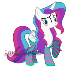 Size: 1600x1522 | Tagged: safe, artist:eyesorefortheblind, oc, oc only, oc:clarissa clairty, alicorn, pony, alicorn oc, base used, clothes, socks, solo, striped socks, watermark