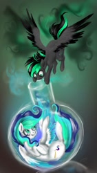 Size: 720x1280 | Tagged: safe, artist:black-opal1, oc, oc only, oc:color swirl, oc:hope, pegasus, pony, female, mare, round bottom flask, spread wings, wings