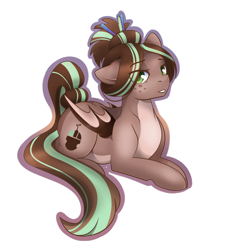 Size: 1024x1024 | Tagged: safe, artist:csox, oc, oc only, oc:cocoa dot, bat pony, pony, freckles, prone, simple background, solo, transparent background