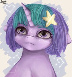 Size: 2900x3100 | Tagged: safe, artist:anuhanele, oc, oc only, oc:mokai, bust, portrait, solo, stars