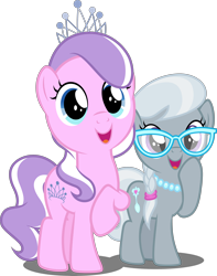 Size: 3946x5000 | Tagged: safe, artist:dashiesparkle, artist:parclytaxel, diamond tiara, silver spoon, crusaders of the lost mark, .svg available, absurd resolution, adorabullies, cute, raised hoof, simple background, smiling, transparent background, vector