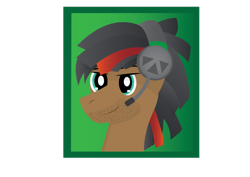 Size: 1024x724 | Tagged: safe, artist:lordswinton, oc, oc only, oc:mentis soliloquay, accessories, black, commission, facial hair, gradient mane, headset, red, solo, stubble, vector