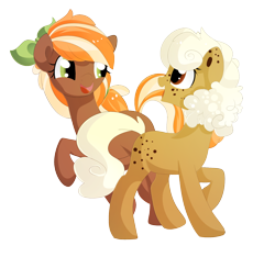 Size: 1814x1695 | Tagged: safe, artist:xsidera, oc, oc only, oc:cookie doo, oc:orange swirl, earth pony, food pony, original species, bow, female, food, hair bow, mare, simple background, transparent background