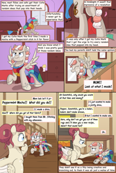 Size: 3000x4494 | Tagged: safe, artist:floofyfoxcomics, oc, oc only, oc:peppermint mocha (pegasusjedi), pegasus, pony, comic:a dash of peppermint, absurd resolution, clothes, dress, female, filly, misspelling, mother and child, mother and daughter, parent and child