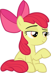 Size: 3000x4275 | Tagged: safe, artist:sollace, apple bloom, pony, where the apple lies, .svg available, absurd resolution, raised eyebrow, simple background, sitting, smug, solo, transparent background, vector