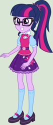 Size: 2319x5468 | Tagged: safe, artist:ra1nb0wk1tty, sci-twi, twilight sparkle, equestria girls, absurd resolution, adorkable, bowtie, clothes, cute, dork, glasses, mary janes, ponytail, shoes, skirt, smiling, socks, solo