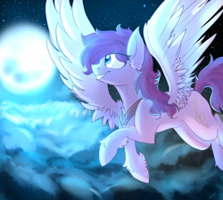Size: 1800x1620 | Tagged: safe, artist:zaphyray, oc, oc only, pegasus, pony, cloud, female, flying, mare, moon, solo