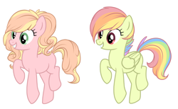 Size: 4208x2585 | Tagged: safe, artist:elskafox, oc, oc only, earth pony, pegasus, pony, absurd resolution, female, magical lesbian spawn, mare, offspring, parent:applejack, parent:fluttershy, parent:pinkie pie, parent:rainbow dash, parents:applepie, parents:flutterdash, simple background, transparent background