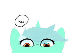 Size: 4000x3000 | Tagged: safe, artist:lyres-art, lyra heartstrings, pony, unicorn, close-up, dialogue, hai, hi, looking at you, peeking, simple background, solo, speech bubble, transparent background