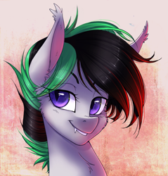 Size: 957x1000 | Tagged: safe, artist:limreiart, oc, oc only, oc:night wing, bat pony, pony, bust, female, mare, portrait, solo