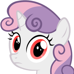 Size: 512x512 | Tagged: safe, artist:the smiling pony, sweetie belle, pony, unicorn, .svg available, bust, derpibooru badge, looking at you, perfectly normal pony, portrait, simple background, solo, svg, transparent background, vector