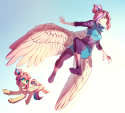 Size: 1300x1176 | Tagged: safe, artist:ka-samy, oc, oc only, oc:sweet skies, human, humanized, solo, winged humanization