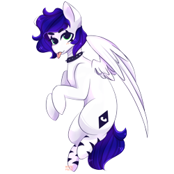 Size: 1700x1700 | Tagged: safe, artist:mentalphase, oc, oc only, oc:bubbled grapes, pegasus, pony, choker, female, mare, simple background, solo, spiked choker, tongue out, transparent background