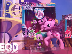 Size: 1200x900 | Tagged: safe, spike, twilight sparkle, twilight sparkle (alicorn), alicorn, dragon, pony, my little pony: the movie, brushable, duet, irl, official, photo, toy, toy fair, toy fair 2017
