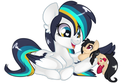 Size: 6000x4000 | Tagged: safe, artist:annakitsun3, oc, oc only, pegasus, pony, absurd resolution, duo, female, heart eyes, mare, prone, simple background, transparent background, wingding eyes