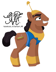 Size: 2797x3582 | Tagged: safe, artist:monikakryza, kronk, ponified, signature, simple background, solo, the emperor's new groove, transparent background