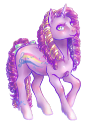 Size: 1024x1412 | Tagged: safe, artist:shaiyeh, g1, clip studio paint, rainbow curl pony, solo, streaky