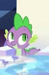 Size: 163x252 | Tagged: safe, screencap, spike, dragon, celestial advice, cropped, cutie map, smiling, solo