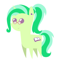 Size: 396x404 | Tagged: safe, artist:limedreaming, oc, oc only, oc:paige turner, pony, unicorn, female, glasses, mare, piercing, pointy ponies