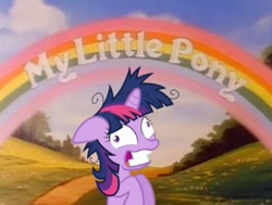 Size: 720x544 | Tagged: safe, edit, edited screencap, screencap, twilight sparkle, g1, lesson zero, insanity, intro, logic, logo, my little pony, my little pony logo, opening, solo, twilight snapple