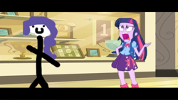 Size: 1366x768 | Tagged: safe, artist:zxinsanity, rarity, twilight sparkle, equestria girls, alternate universe, eqg promo pose set, equestria girls: the parody series, stick figure, twiscream