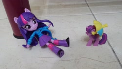 Size: 4128x2322 | Tagged: safe, artist:horsesplease, photographer:horsesplease, twilight sparkle, pony, equestria girls, absurd resolution, doll, equestria girls minis, eqventures of the minis, hat, human ponidox, irl, photo, ponied up, self ponidox, toy, umbrella hat