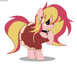 Size: 5254x4418 | Tagged: safe, artist:asika-aida, oc, oc only, oc:fire lilly, earth pony, pony, absurd resolution, clothes, cute, female, jewelry, mare, necklace, simple background, skirt, skirt lift, solo, transparent background