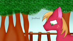 Size: 1920x1080 | Tagged: safe, artist:phenioxflame, big macintosh, earth pony, pony, crying, male, solo, stallion, tree