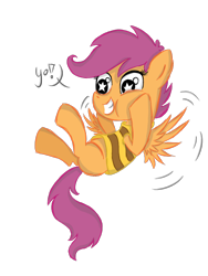 Size: 720x960 | Tagged: safe, artist:forestheart74, scootaloo, crossover, monster kid, monster kidaloo, simple background, solo, starry eyes, transparent background, undertale, wingding eyes