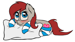 Size: 1280x720 | Tagged: safe, artist:prismstreak, oc, oc only, oc:ponepony, blushing, clothes, cute, daaaaaaaaaaaw, fluffy, ocbetes, pillow, socks, solo, striped socks