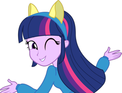 Size: 5129x3900 | Tagged: safe, artist:hithroc, twilight sparkle, equestria girls, equestria girls (movie), absurd resolution, cute, female, helping twilight win the crown, looking at you, one eye closed, pony ears, simple background, transparent background, twiabetes, vector, wink, wondercolts, wondercolts uniform
