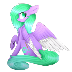 Size: 2900x2900 | Tagged: safe, artist:magicalbrownie, oc, oc only, pegasus, pony, colored wings, female, high res, mare, multicolored wings, sitting, solo