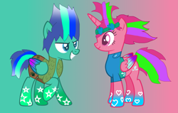 Size: 2905x1853 | Tagged: safe, artist:mixelfangirl100, alicorn, pegasus, pony, dreamworks trolls, ponified, poppy, rainbow power, rainbow power-ified, tree branch, trolls