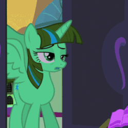 Size: 304x305 | Tagged: safe, color edit, edit, edited screencap, editor:watermelon changeling, screencap, twilight sparkle, twilight sparkle (alicorn), alicorn, pony, princess spike (episode), animated, book, color cycling, colored, cropped, dancing, gif, hue, lidded eyes, party hard, sleepy, solo, spread wings, wat