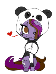 Size: 859x1123 | Tagged: safe, artist:xxmissteaxx, oc, oc only, oc:symphony diamond, earth pony, pony, animal costume, clothes, costume, female, mare, panda costume, simple background, solo, transparent background