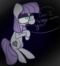 Size: 1008x1095 | Tagged: safe, artist:booker-the-dewitt, maud pie, black background, dialogue, lidded eyes, open mouth, simple background, sketch, solo, wrong cutie mark