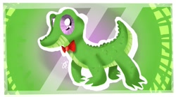 Size: 1440x802 | Tagged: safe, artist:thepegasisterpony, derpibooru import, gummy, bowtie, solo