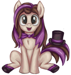 Size: 2251x2361 | Tagged: safe, artist:thebowtieone, oc, oc only, oc:bowtie, earth pony, pony, bowtie, female, hat, high res, mare, simple background, sitting, smiling, solo, top hat, transparent background