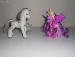 Size: 1024x768 | Tagged: safe, artist:ushi-de-bray, princess silver swirl, twilight sparkle, twilight sparkle (alicorn), alicorn, pony, g2, brushable, irl, photo, square crossover, toy