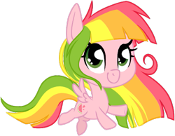 Size: 535x415 | Tagged: safe, artist:kellythedrawinguni, oc, oc only, oc:fancy fruit, pegasus, pony, chibi, female, mare, simple background, solo, transparent background