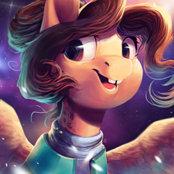 Size: 1200x1200 | Tagged: safe, artist:locksto, oc, oc only, oc:apple pop, pegasus, pony, bucktooth, smiling, solo