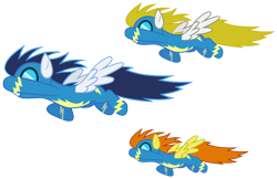 Size: 4627x3000 | Tagged: safe, artist:brony-works, blaze, surprise, pony, absurd resolution, blue blazes, flying, simple background, transparent background, vector, wonderbolts