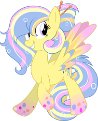 Size: 1024x1263 | Tagged: safe, artist:slasharu, oc, oc only, oc:buttons, pegasus, pony, female, mare, multicolored hair, rainbow power, rainbow power-ified, simple background, smiling, solo, transparent background