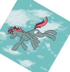 Size: 2241x2301 | Tagged: safe, artist:thedarksideofthefandom, oc, oc only, oc:cascade script, pegasus, pony, flying, male, sky, solo