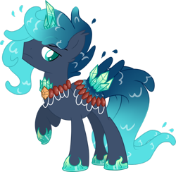 Size: 1024x998 | Tagged: safe, artist:slasharu, oc, oc only, oc:crystal tranquility, original species, pond pony, pony, male, raised hoof, simple background, solo, stallion, transparent background