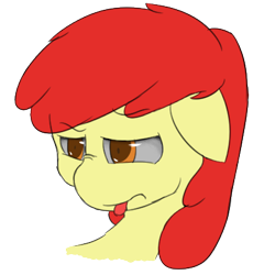 Size: 419x419 | Tagged: safe, artist:mrpancakewolfie, apple bloom, disgusted, head, simple background, solo, transparent background