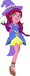 Size: 2409x6105 | Tagged: safe, artist:imperfectxiii, gloriosa daisy, equestria girls, legend of everfree, absurd resolution, clothes, dress, floating, gloves, hat, magic, magical geodes, point commission, simple background, smirk, solo, sorceress, strapless, transparent background, vector