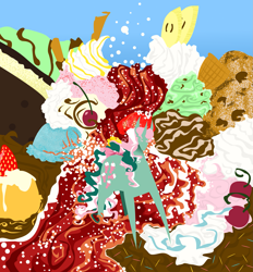 Size: 1785x1923 | Tagged: safe, artist:kicked-in-teeth, fizzy, g1, cherry, cookie, food, ice cream, solo