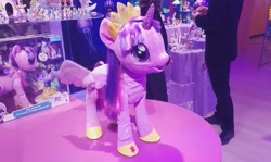 Size: 722x430 | Tagged: safe, twilight sparkle, twilight sparkle (alicorn), alicorn, pony, my little pony: the movie, equestria daily, irl, photo, robotwi, toy, toy fair, toy fair 2017