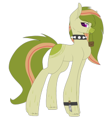 Size: 1024x1143 | Tagged: safe, artist:cyrinthia, oc, oc only, earth pony, pony, choker, female, knife, mare, mouth hold, simple background, solo, spiked choker, transparent background